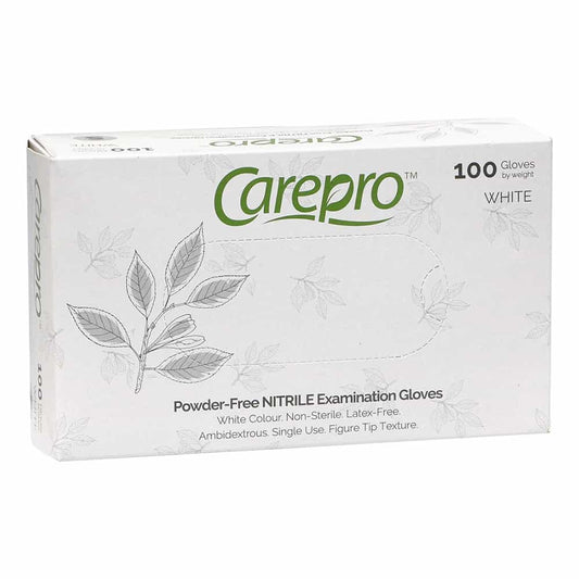 Lavender CarePro Nitrile Powder Free Exam Gloves White 100PC Medium
