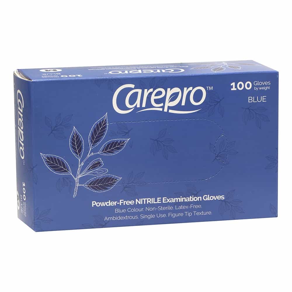 Dark Slate Blue CarePro Nitrile Powder Free Exam Gloves Blue 100PC Medium
