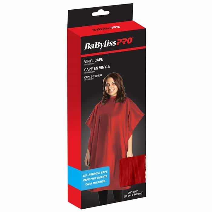 Black BaBylissPRO Vinyl Cape All-Purpose Cape 36"x56" - Red 35503