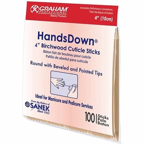 White Smoke Graham Handsdown 4" Birchwood Cuticle Sticks 100/bag 54256