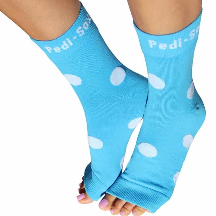 White Smoke California Pedi-Sox Lovely Blue/White Polka Dots PSL-611