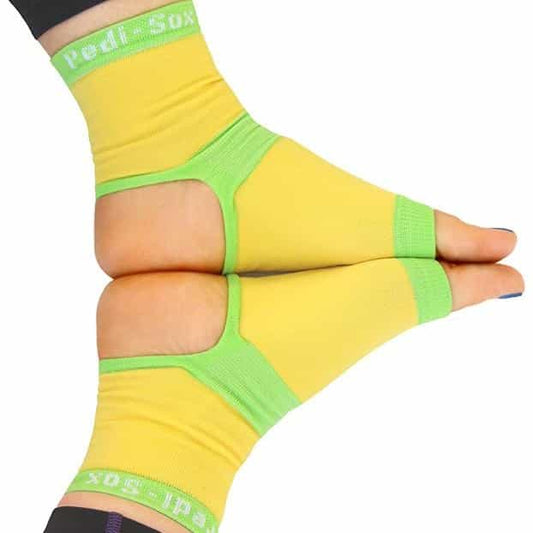 White Smoke Barefoot Pedi-Sox Energy/Yellow-Green Trim PSB-802