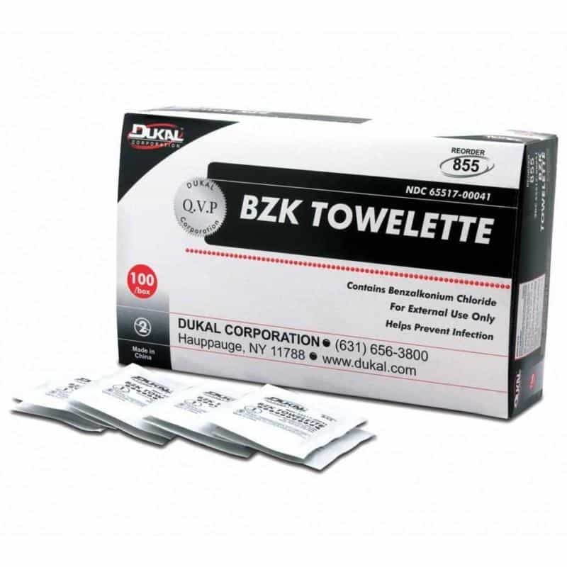 White Smoke Dukal BZK Towelette W/Benzalkonium Chloride 100 Pads
