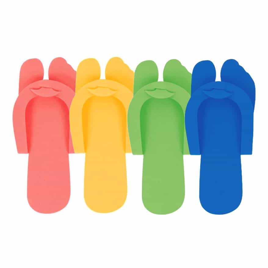 White Smoke Disposable Foam Slippers Mixed Colors 12-PK - DSF-M504