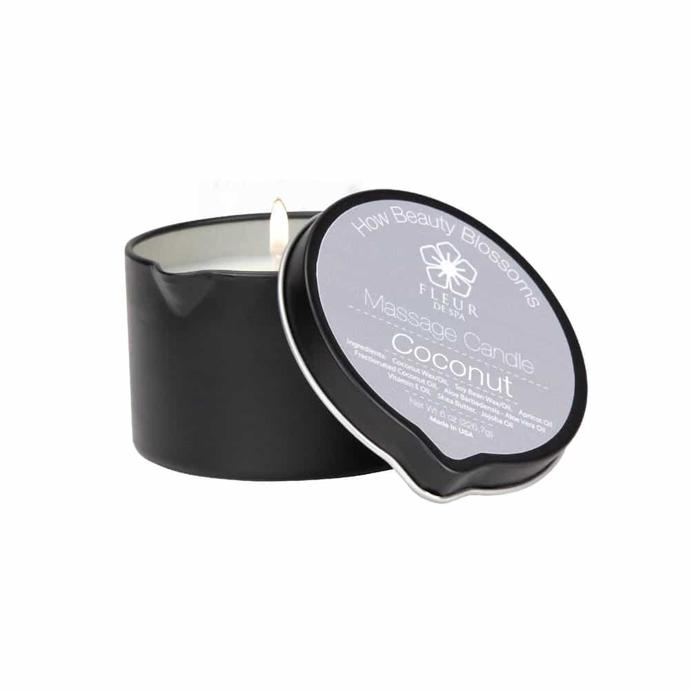White Smoke Fleur De Spa Massage Candle 6oz Coconut CM2001/K829Q