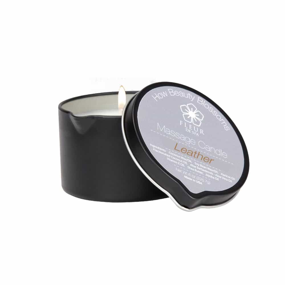 White Smoke Fleur De Spa Massage Candle 6oz Leather CM2003/8MKW6