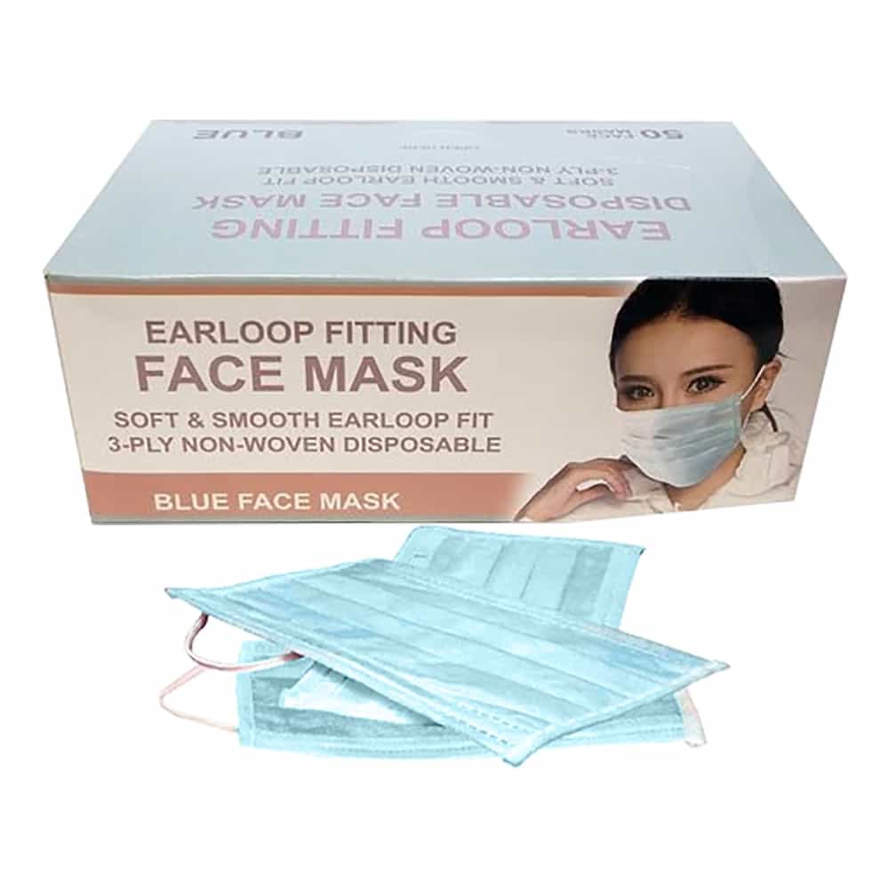 White Smoke Berkeley Disposable Earloop Face Mask Blue 50pcs FM101-BL
