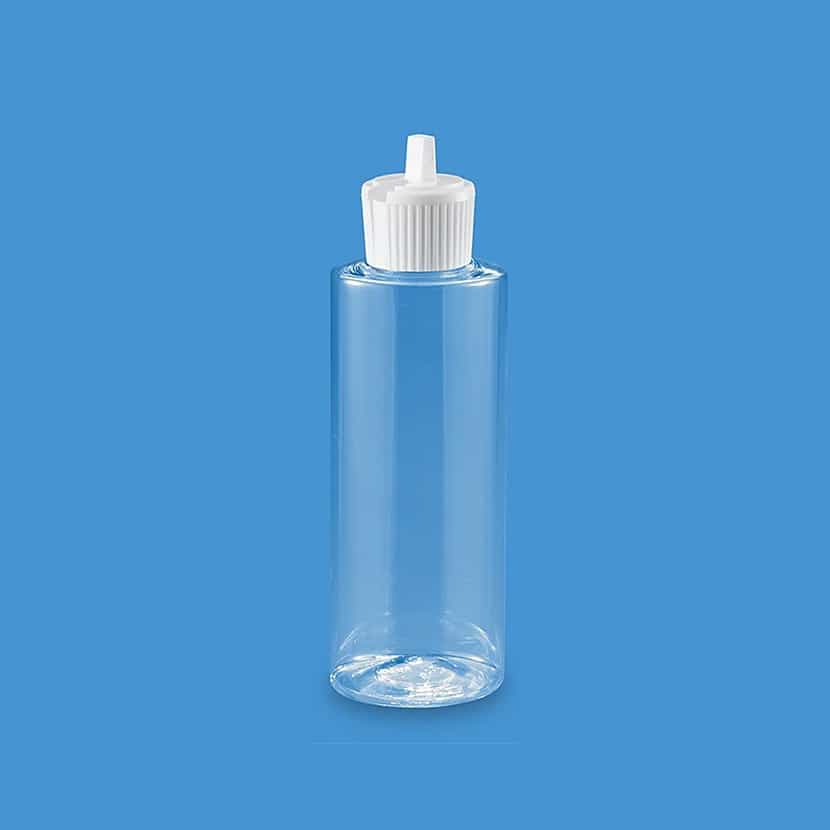 Cornflower Blue Clear Cylinder Bottles - 2 oz, Flip Top Cap 00616