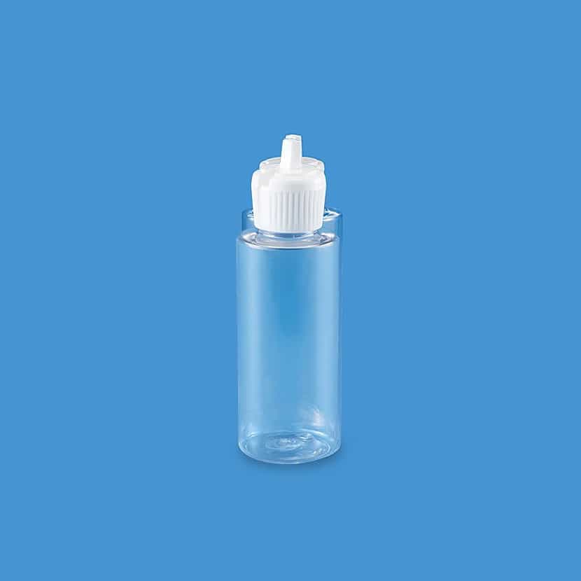 Cornflower Blue Clear Cylinder Bottles - 1 oz, Flip Top Cap 00615