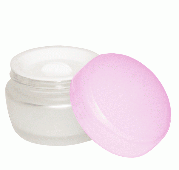 White Smoke Berkeley Glass Jar W/S. Disc Pastel Purple Cap 30g BT803PU