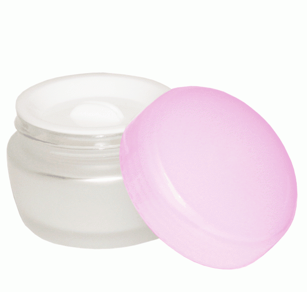 White Smoke Berkeley Glass Jar W/S. Disc Pastel Purple Cap-60g BT805-PU
