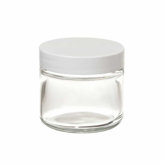 White Smoke Berkeley Clear Thick-Wall PS Round Jar WhiteCap 70ml BJ302WH