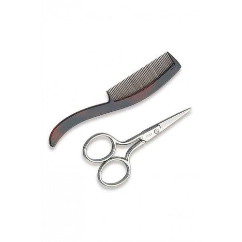 White Smoke Ultra 3.5" Mustache Scissor & Comb 2pk