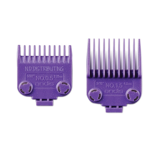 White Smoke Andis  (01420) Double Magnet Combs  2pk #0.5 & 1.5