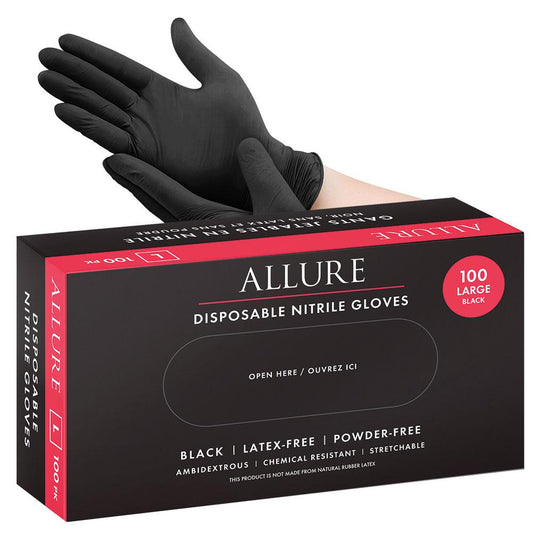 White Smoke Allure Nitrile Disposable Gloves Black 100pk - Small