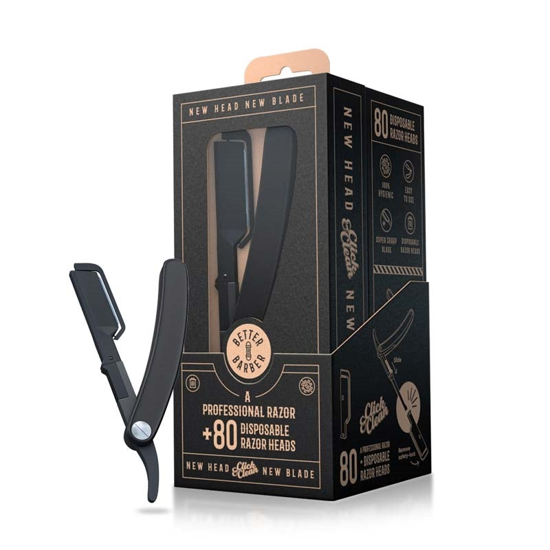 White Smoke Better Barber  Click & Clean Prof Razor W/80 Disposable Heads