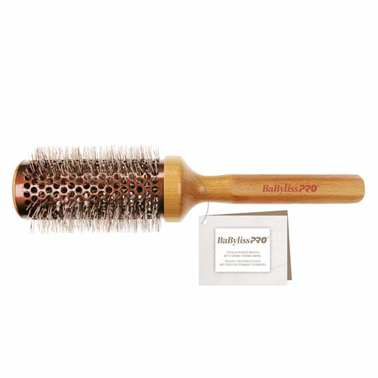 White Smoke BaByLissPRO Ceramic Brush With Wood Handle 43mm BABBEE43ESC