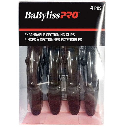 Black Babyliss PRO Mini Expanding Sectioning Clips 4pk