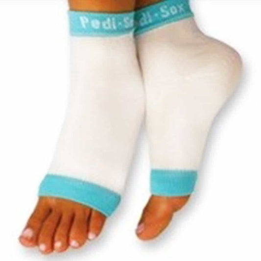 White Smoke California Pedi-Sox White/Blueberry Trim PS-L-602