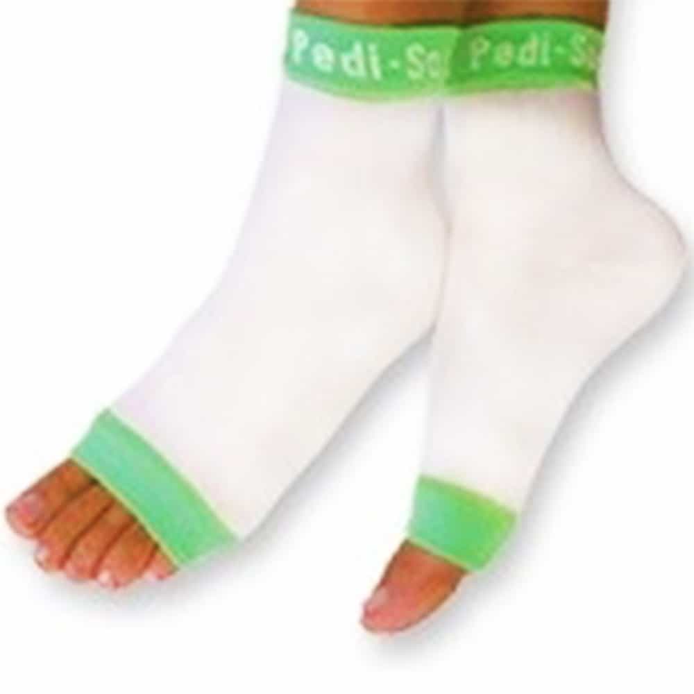White Smoke California Pedi-Sox White/Lime Green Trim PSL-603