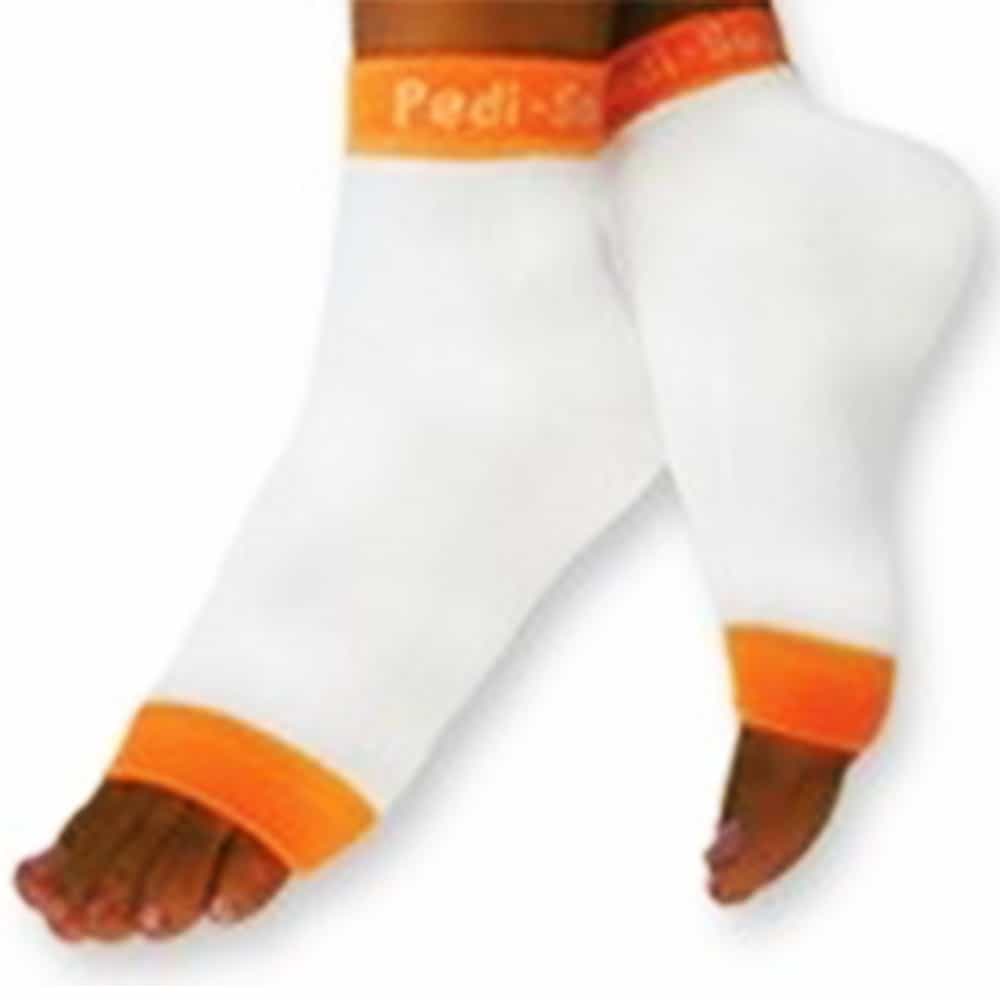 White Smoke California Pedi-Sox White/Tangerine Trim PSL-604
