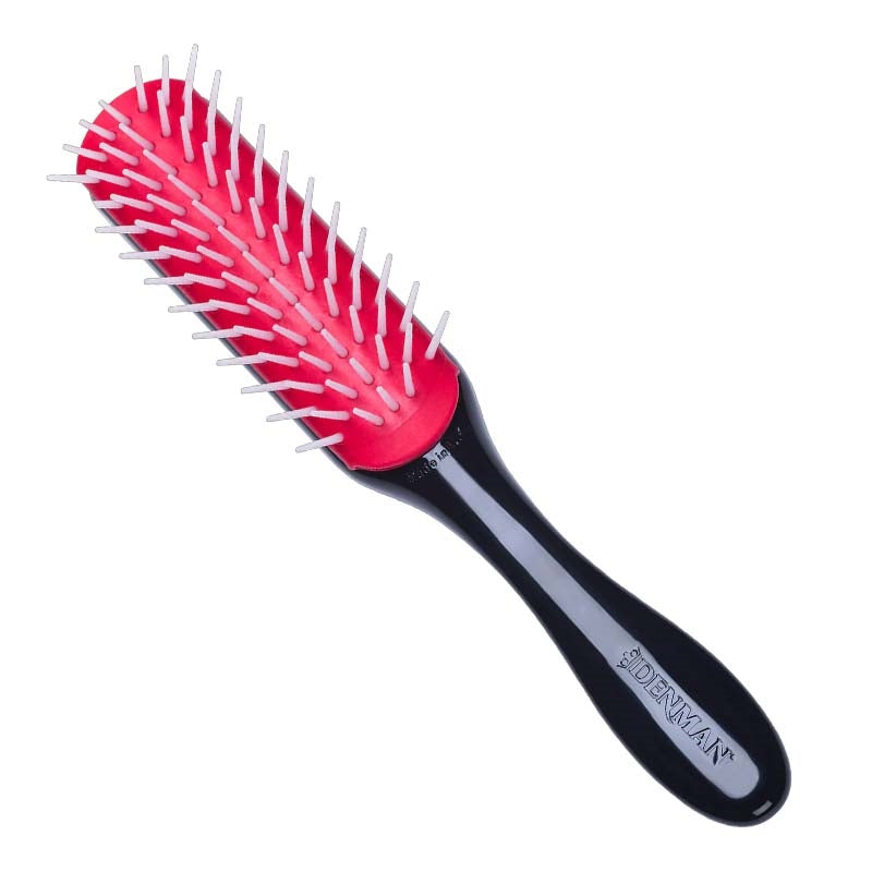 White Smoke Denman  7Row Textured Handle Brush
