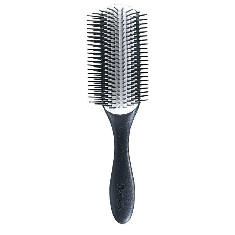 White Smoke Denman  9Row Textured Handle Brush