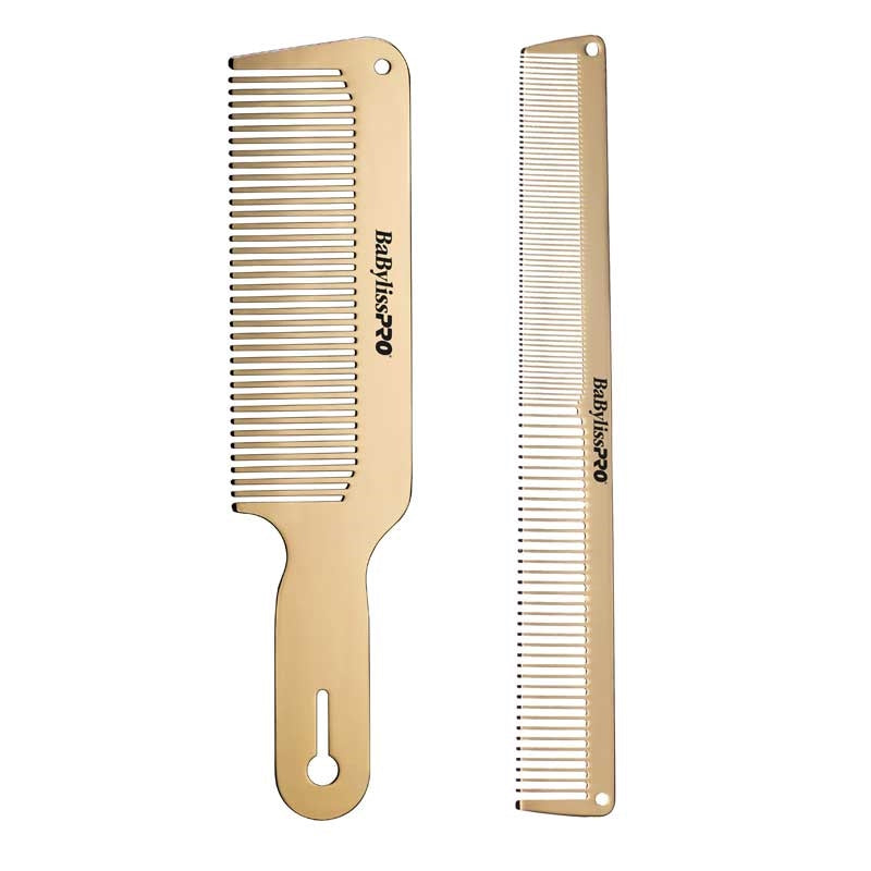 White Smoke BaBylissPRO  Metal Comb Duo  Gold