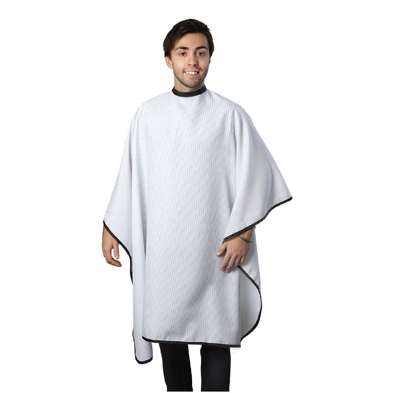 White Smoke BaBylissPRO  Adult Polyester Cut Cape  White Black Stripes