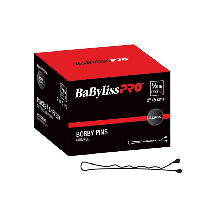Black BaBylissPRO  (34932) 2 Crimped Bobby Pin  Black  1/2lb