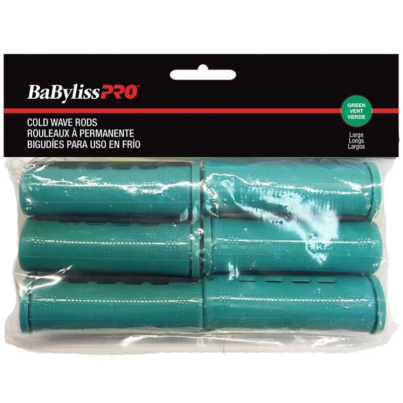 Black BaBylissPRO  Cold Wave Rods  Maxi  Green  6/bag