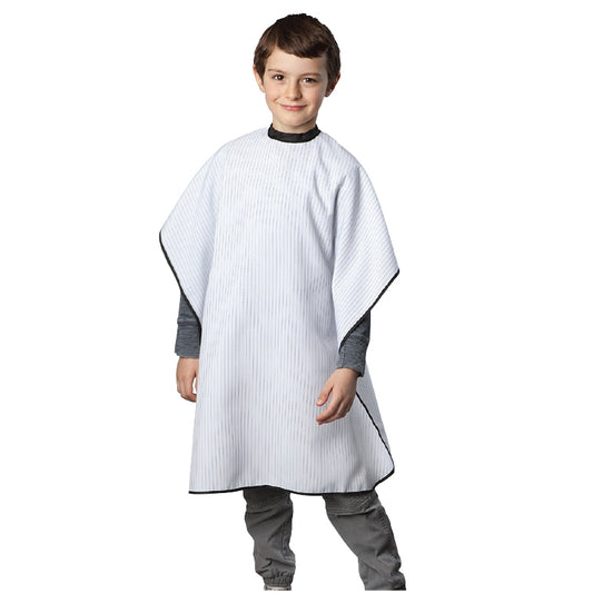 White Smoke BaBylissPRO  Kid Polyester Cutting Cape  White Black Stripes