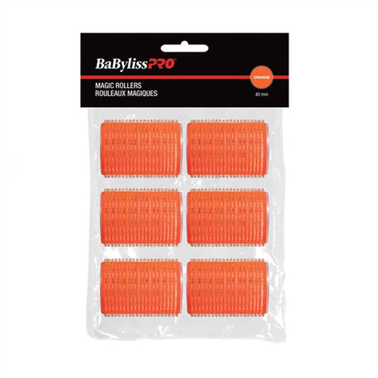 Black BaBylissPRO  Vercro Rollers  Orange  40mm  6/bag
