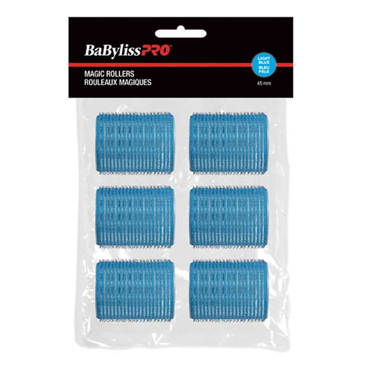 Black BaBylissPRO  Velcro Rollers  Light Blue  45mm  6/bag