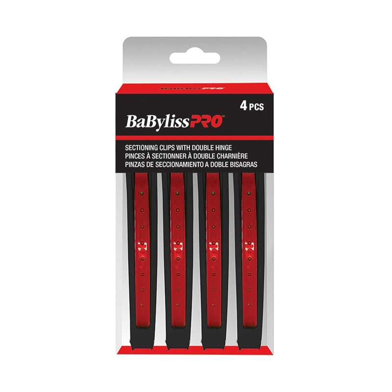 Black BaBylissPRO  Double Hinge Hair Clips  4/box