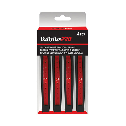 Black BaBylissPRO  Double Hinge Hair Clips  4/box