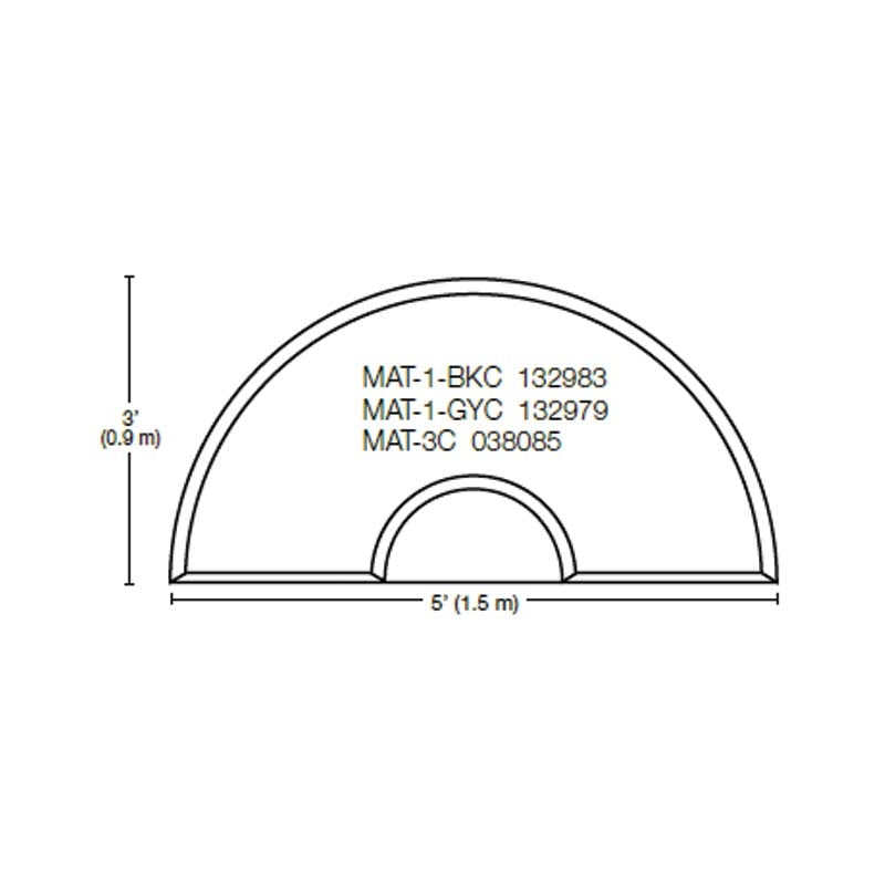 White Smoke Dannyco  Anti Fatigue Semi Circular Mats  Solid Black