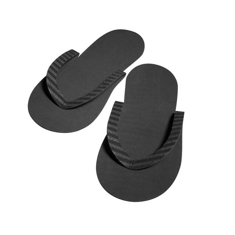 White Smoke Silkline  Black Spa Slippers  12 Pairs/Pack