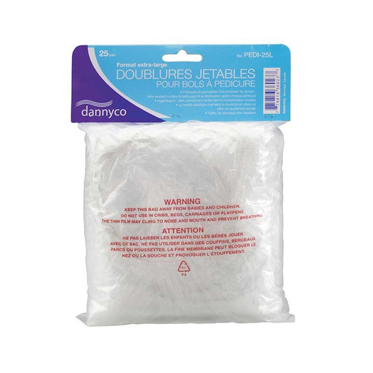 White Smoke Dannyco  Plastic PediBowls Liners  XL  25/pack