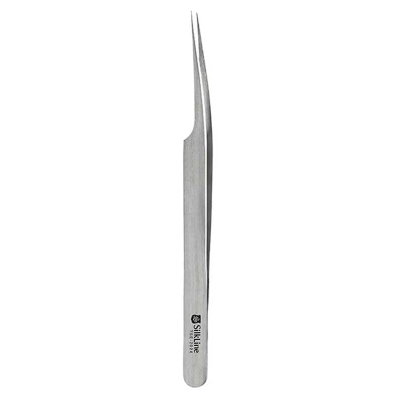 Gray Silkline  Eyelash Extension Precision Tweezer  Angled