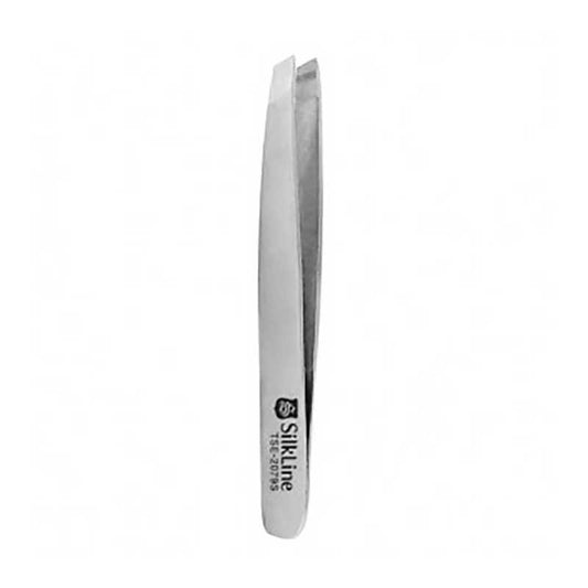 Gray Silkline  Mini Slanted Tip Tweezer w/ Pouch