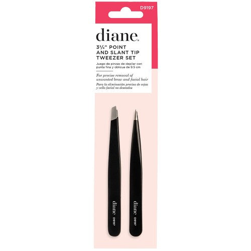 Misty Rose Diane Slant/Point Tip Tweezer 2pc Black D9197