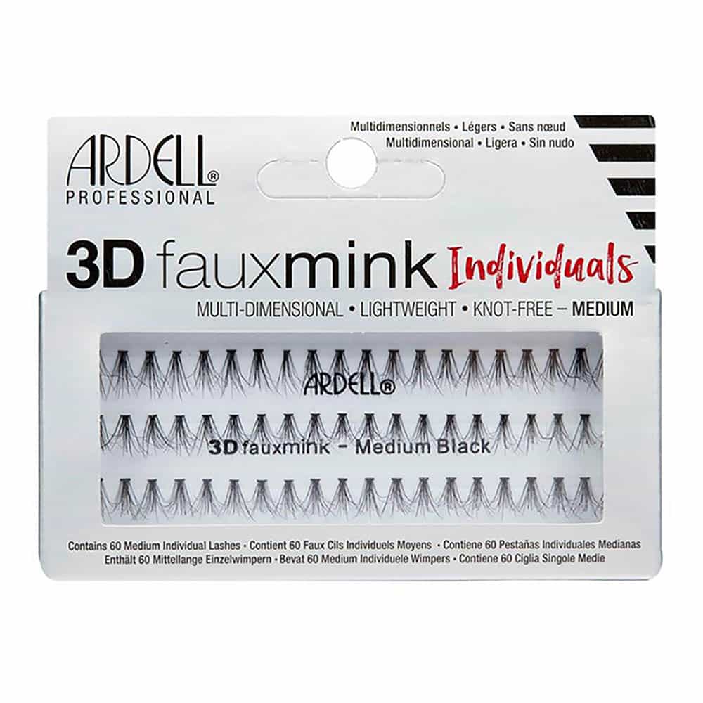 Light Gray Ardell 3D Fauxmink Individual Lashes - Medium Black 51817