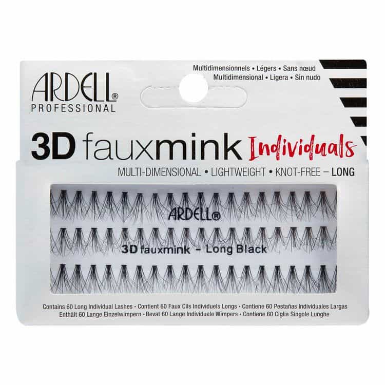 Light Gray Ardell 3D Fauxmink Individual Lashes - Long Black 51818