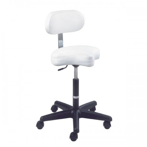 White Smoke Equipro Ergonomic Air-lift Stool With Backrest
