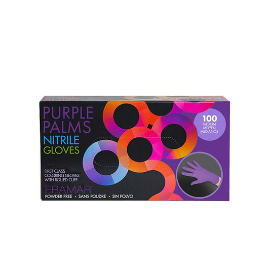 Dark Slate Gray Framar  Purple Palms Nitrile Gloves  Large  100pk