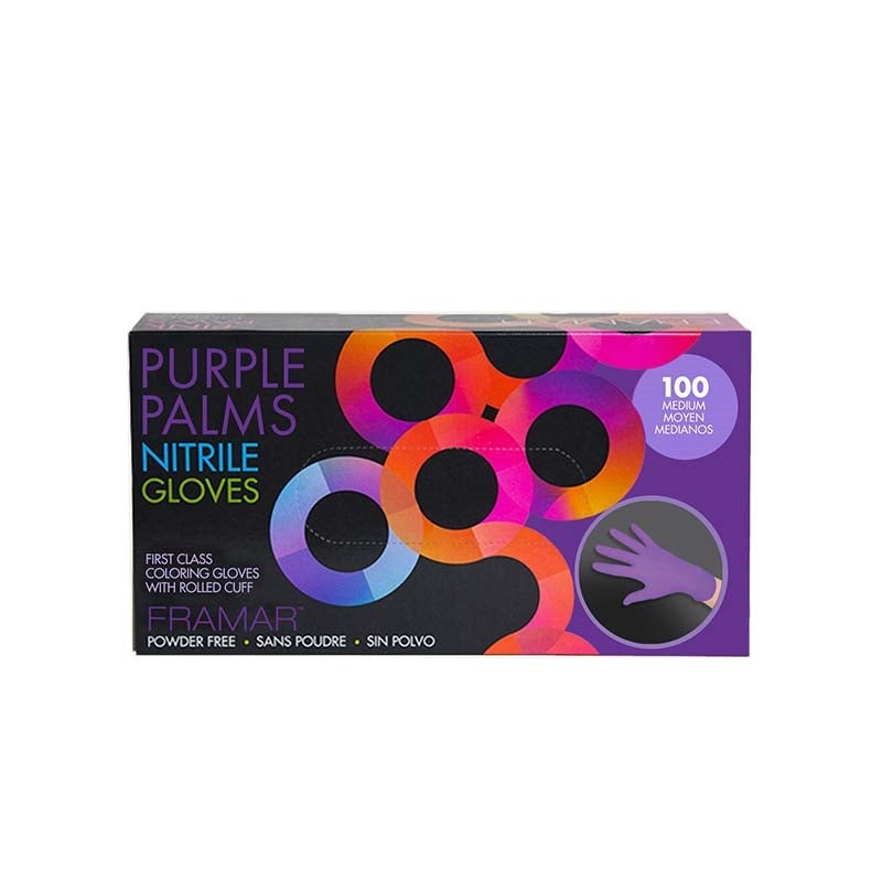 Dark Slate Gray Framar  Purple Palms Nitrile Gloves  Small  100pk