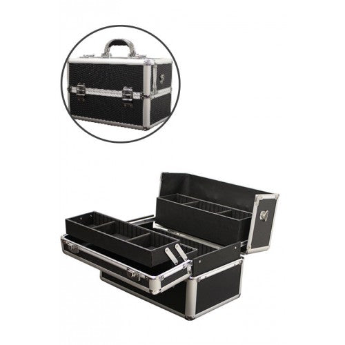 White Smoke Marianna Makeup Case Black Aluminum Small