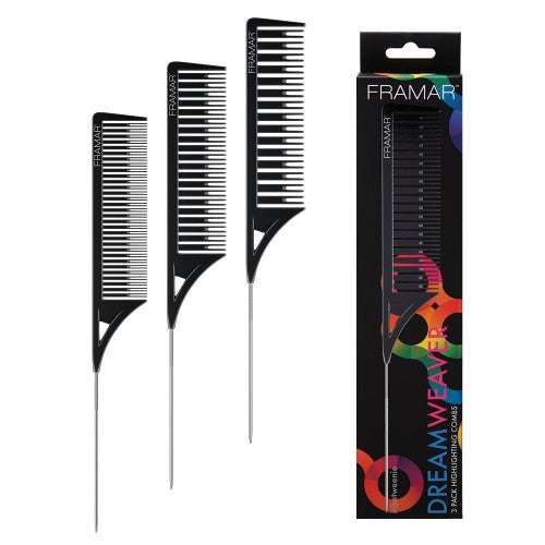 White Smoke Framar Dreamweaver Highlighting Combs 3pk Black