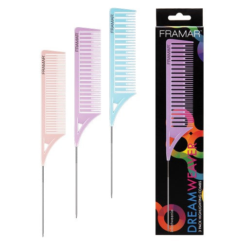 White Smoke Framar Dreamweaver Highlighting Combs 3pk Pastel
